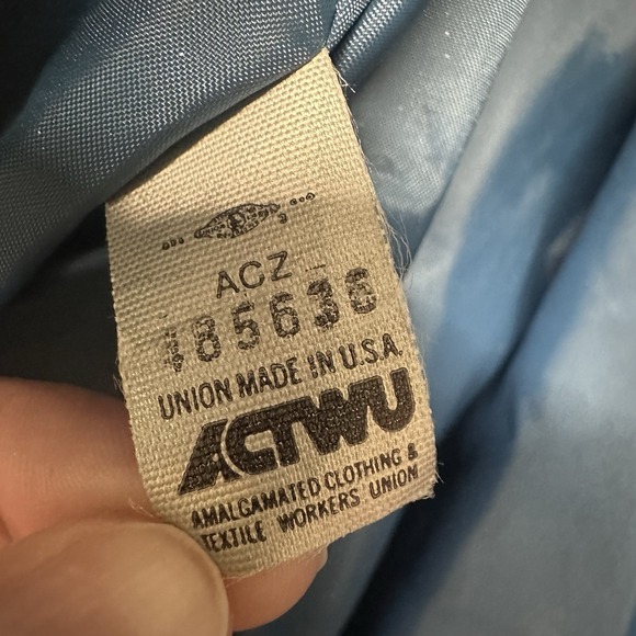 VTG London Fog Womens Blue Trench Coat Size 12 R Union Made Belted Waxed Jacket - Picture 10 of 12